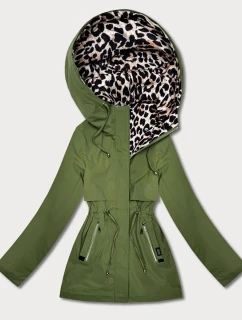 Dwustronna kurtka parka Goodlookin zielona panterka (KK60424-2#)
