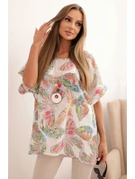 Dámská bavlněná blůza s motivem motýlů s krátkým rukávem bílá