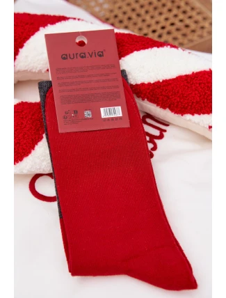 Pánské vánoční ponožky S nápisem A Usmívajícím se Santa Klausem Tmavě šedé