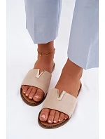 Dámské ploché nazouváky s ozdobným detailem V béžové Nelmira