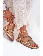 Dámské sandály se zdobením had eko kůže Artiker 56C1362 zlaté Dámské sandály se zdobením had eko kůže Artiker 56C1362 zlaté