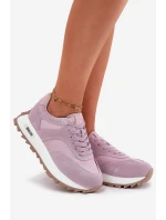 Semišové Sneakersy Na Platformě Dámské Big Star RR274900 HI-POLY SYSTEM Fialové