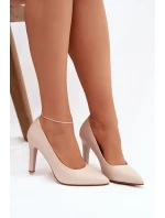 Dámské eko-kožené lodičky Sergio Leone – světle béžové Dámské eko-kožené lodičky Sergio Leone – světle béžové