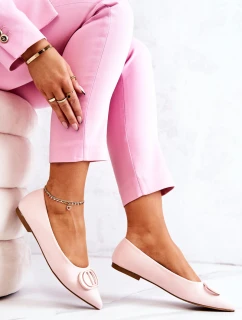 Semišové špičaté baleríny světle Růžové Neriso