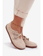 Kožené semišové dámské polobotky Zazoo N1271 světle béžové