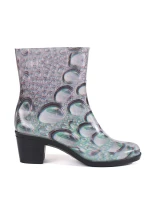 Trendy dámské vícebarevné  gumáky na širokém podpatku