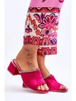 Semišové pantofle na vysokém podpatku S.Barski KV-612-2 Fuchsia