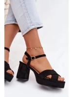 Dámské sandály na podpatku Černé Janelia