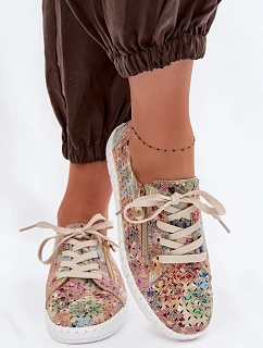 Otevřené polobotky z přírodního semiše vícebarevné Kamelia