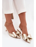 Lodičky s odkrytou patou a mašlí Eklevia – zlaté