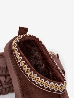 Dětské/módní sněhule s výšivkou na platformě Jolisse – čokoládové