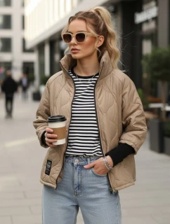 Dámská prošívaná přechodová bunda velbloudí barvy FashionStreet TY5543