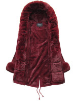 Bavlněná dámská zimní bunda parka ve vínové bordó barvě s kožešinou (XW801-3X)