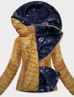 Žlutá prošívaná oboustranná dámská bunda (RQW-6844)