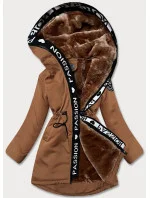 Dámská bunda v karamelové barvě s kožešinovou podšívkou (B8115-22)