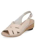 Kožené pohodlné sandály Rieker W RKR682 beige Kožené pohodlné sandály Rieker W RKR682 beige