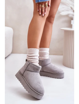 Dámské Sněhule Na Platformě Zateplené Kožíškem Šedé Xamella