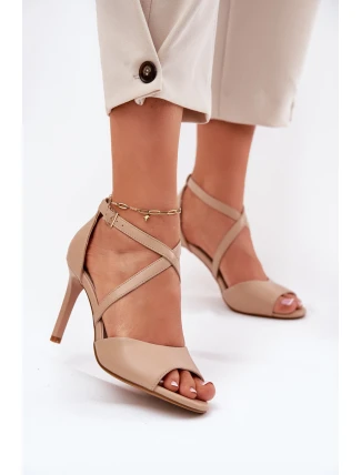 Sandály S Propletenými Popruhy Na Jehlách Sergio Leone SK432 Tmavě Béžové