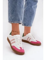 Dámské kožené tenisky ažurové Zazoo – bílo/růžové