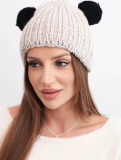 Dámská zimní čepice vlněná s bambulí K433 béžová