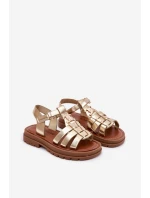 Dívčí sandály s dekorativním detailem zlaté Serina Dívčí sandály s dekorativním detailem zlaté Serina