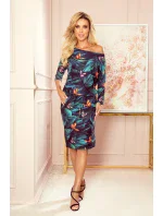 Sportovní dámské šaty se vzorem barevných motýlů a s kapsičkami 13-119