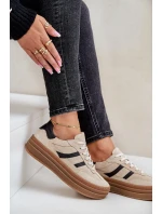 Semišové tenisky na platformě béžové Zazoo N1176