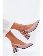 Dámské sandály na podpatku se špičatými špičkami Vinceza 62217 špinavě růžové