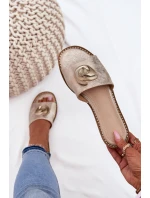 Dámské sandály na plochém podpatku s ozdobným detailem KV51-007 zlaté