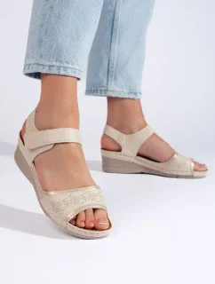 Designové sandály dámské hnědé platforma