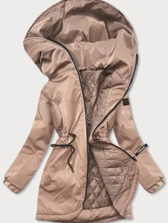 Béžová dámská bunda s kapucí (B8105-46)