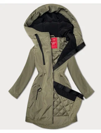 Lehce zateplená dámská bunda v olivové barvě s kapucí LHD (LHD-24589) Lehce zateplená dámská bunda v olivové barvě s kapucí LHD (LHD-24589)