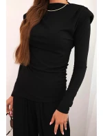 Dámský bavlněný komplet s blůzou a širokými kalhotami černý