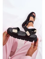 Kožené dámské sandály na platformě Zazoo 40443 černé