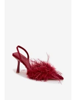 Lodičky s peřím a odhaleným patou bordó Belice