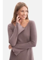 B308 Midi šaty z žebrového úpletu - kakao