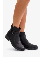 Zateplené Kotníkové Boty Na Plochém Podpatku S Páskem Černé Sabamessa Zateplené Kotníkové Boty Na Plochém Podpatku S Páskem Černé Sabamessa