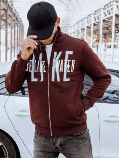 Pánská mikina na zip s potiskem bordó FashionStreet BX5410