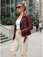 Dámské kožené ramonesky se zipy vínové FashionStreet TY5640