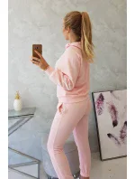 Tepláková souprava s kapucí pudrově růžová Tepláková souprava s kapucí pudrově růžová