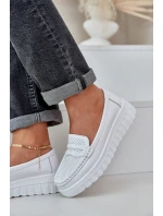 Dámské Kožené Mokasíny Na Platformě A Klínu Bílé Elanindel Dámské Kožené Mokasíny Na Platformě A Klínu Bílé Elanindel