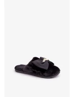 Dámské Pantofle S Kožešinou A Mašlí Černé Olfedi Dámské Pantofle S Kožešinou A Mašlí Černé Olfedi