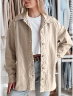Dámská přechodná košilová bunda oversize KOSMOJACK j.beige FashionStreet TY4842