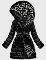 Lehká černá dámská zimní bunda se zateplenou kapucí (omdl-019)