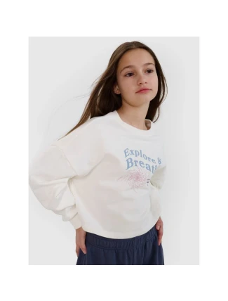 Dívčí mikina bez kapuce 4F 4FJWSS25TSWSF1483-11S Dívčí mikina bez kapuce 4F 4FJWSS25TSWSF1483-11S