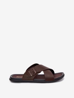 Kožené Pánské Pantofle S Přezkou Big Star RR174077 Hnědé