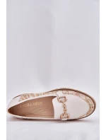 Dámské Kožené Mokasíny Se Zlatým Detailem Světle Béžové Laura Messi 2938