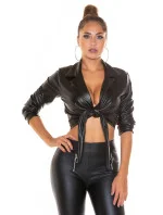 Sexy oříznutá halenka Kunstleder T2880 černá - Koucla Sexy oříznutá halenka Kunstleder T2880 černá - Koucla