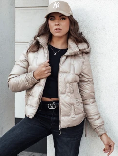 Dámská zimní bunda FASHWARM krátká prošívaná s kapucí velbloudí FashionStreet TY4638