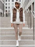 Dámská zateplená vesta bez kapuce, hnědá, FashionStreet TY5725 Dámská zateplená vesta bez kapuce, hnědá, FashionStreet TY5725